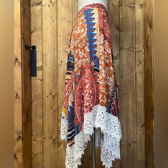 Boston Proper 14 Asymmetrical Handkerchief Boho Crochet Lace Skirt Beachy - Picture 5 of 9